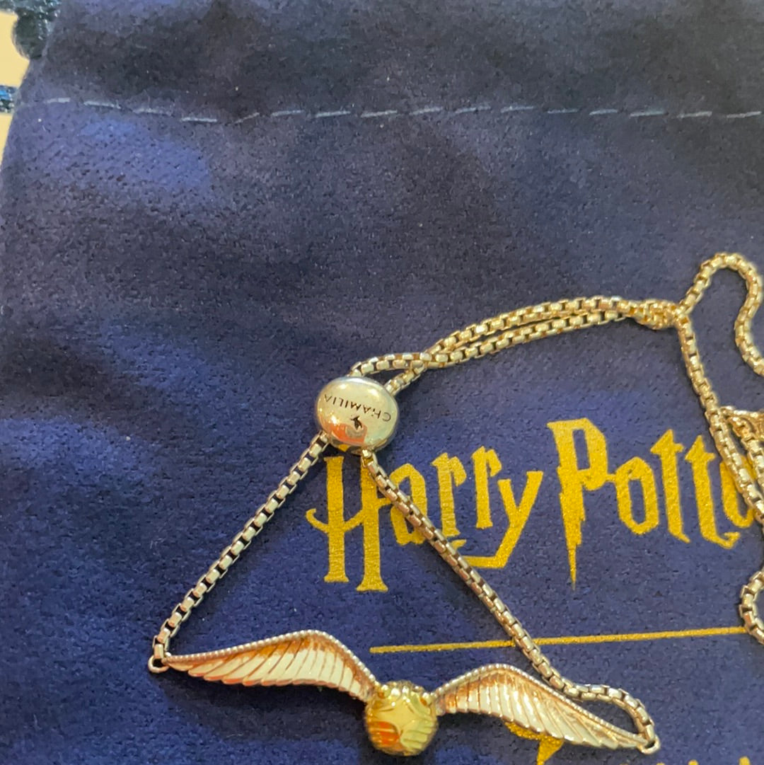 Genuine Chamilia Brand New in Box Harry Potter Golden Snitch Slider Bracelet