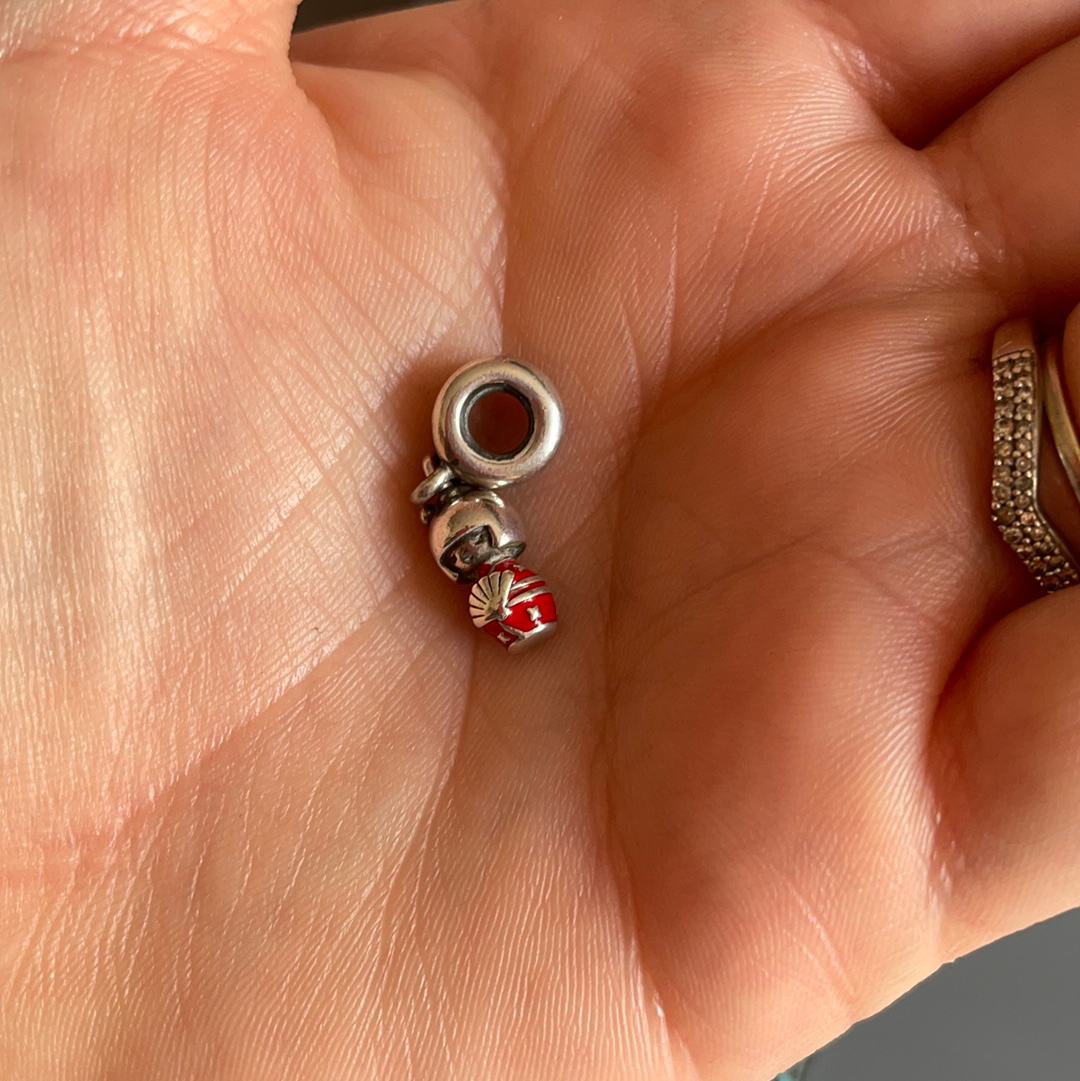 Genuine Pandora Japanese Kokeshi Doll Dangle Charm With Red Enamel Details