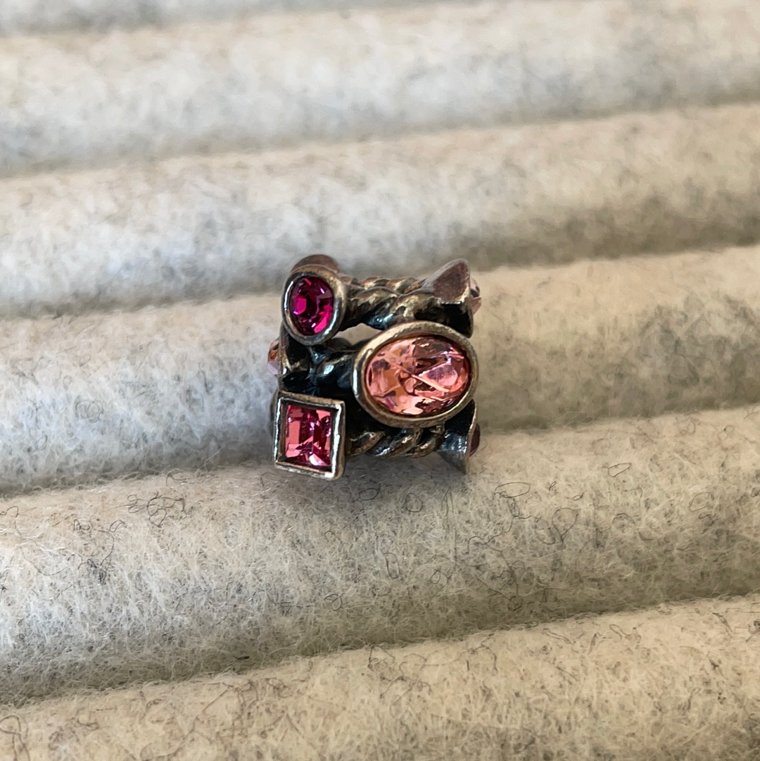 Genuine Chamilia Pink and Purple Large Stone Statement Swirl Abstract Charm