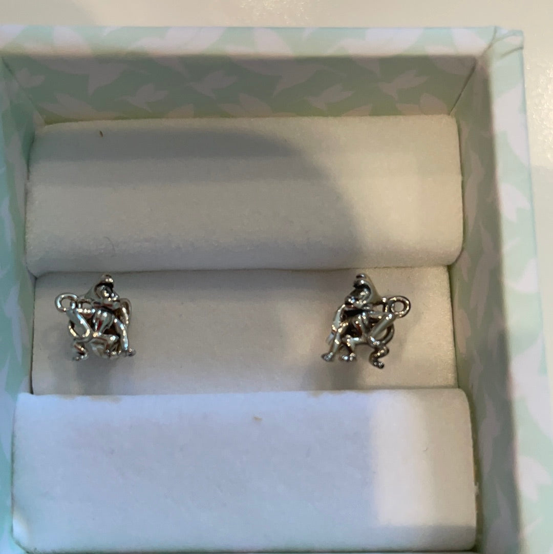 Genuine Chamilia Brand New in Box Aladdin Abu Monkey Earrings
