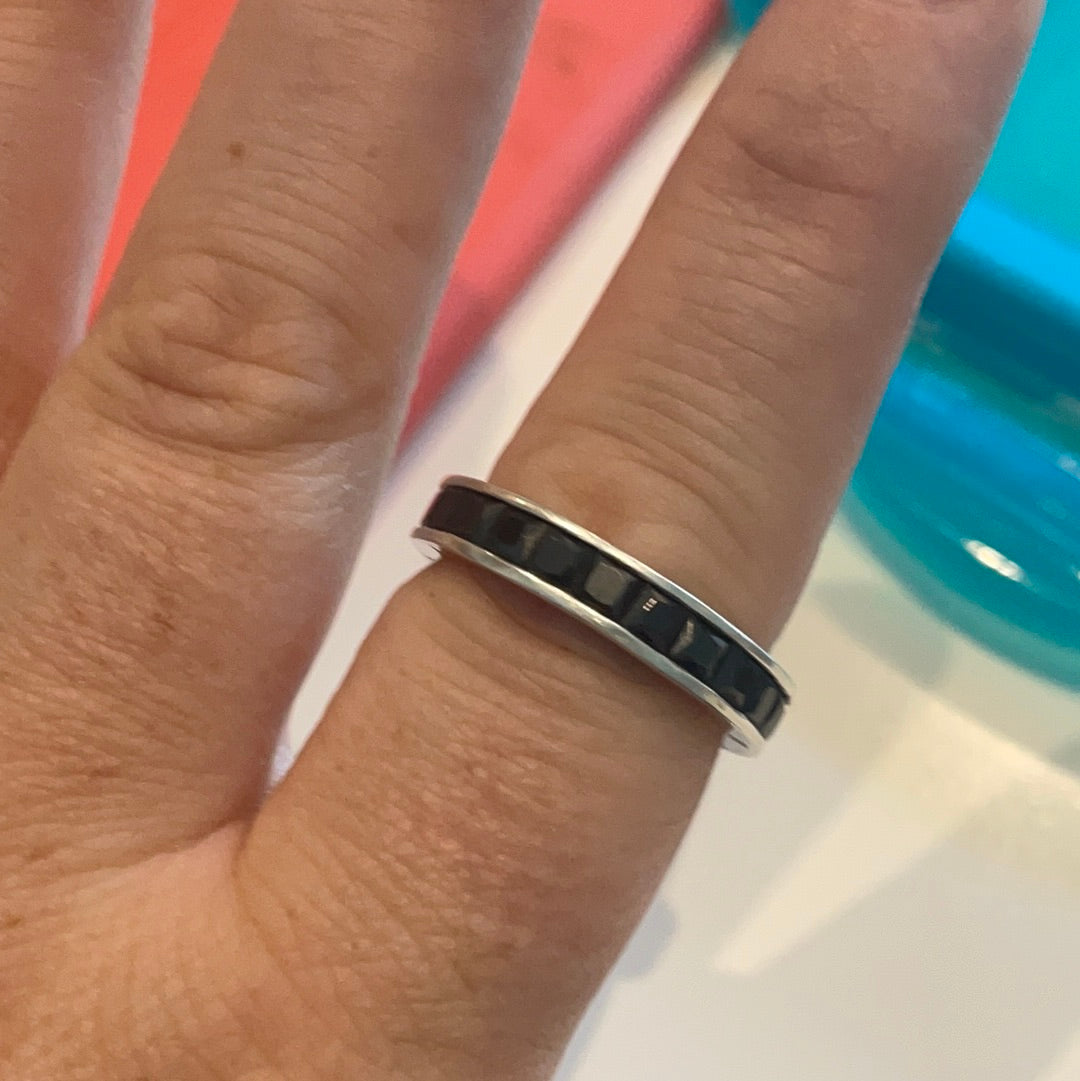 Thomas Sabo Sterling Silver Black Stone Eternity Ring Size 60