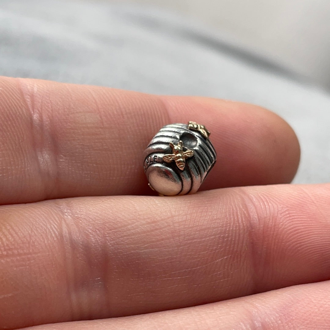 Genuine Pandora Two Tone Bee hive RARE HTF Charm
