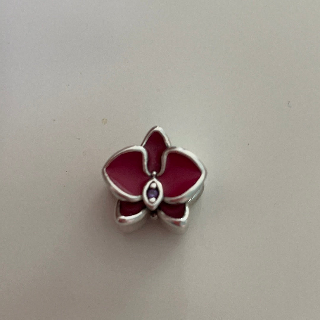 Genuine Pandora Pave Pink Orchid Flower Charm