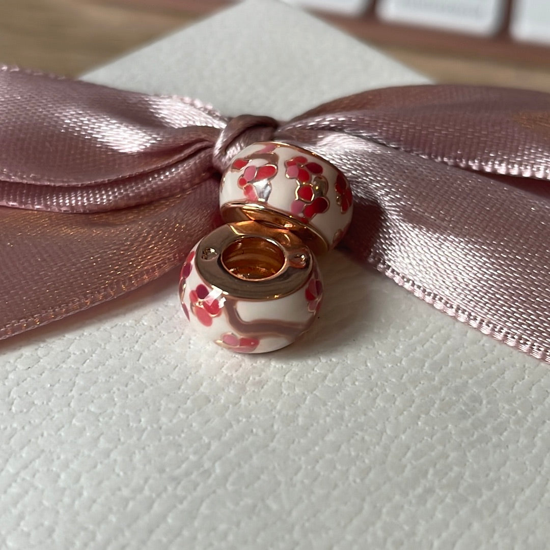 Genuine Pandora Rose Gold Pink Peach Blossom Spacer x2 RARE