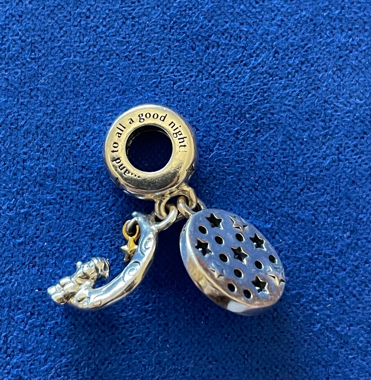 Genuine Pandora Santa Claus On The Moon Double Dangle Charm