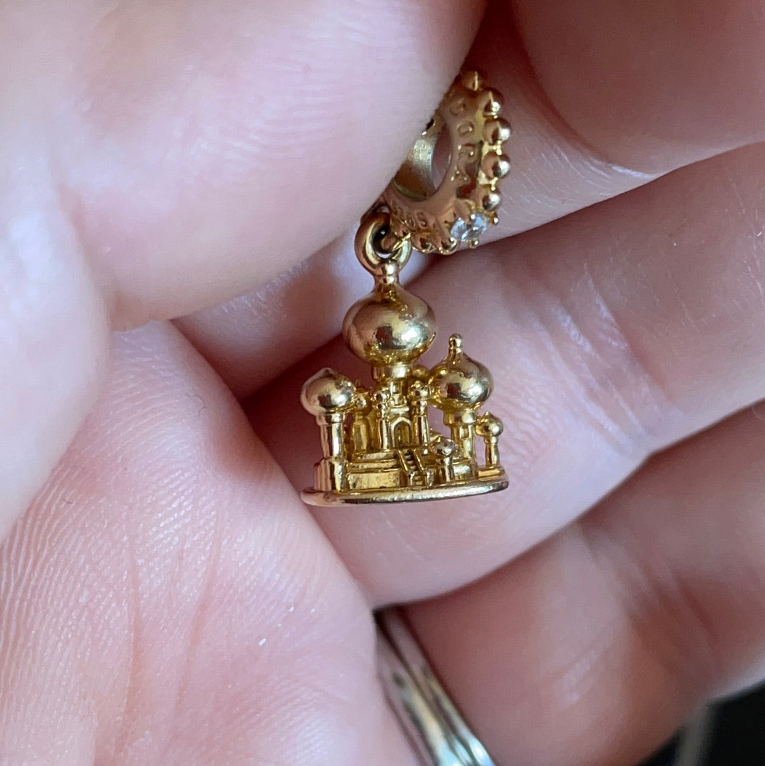 Genuine Pandora Disney Shine Gold Rare Aladdin Agrabah Castle Dangle HTF