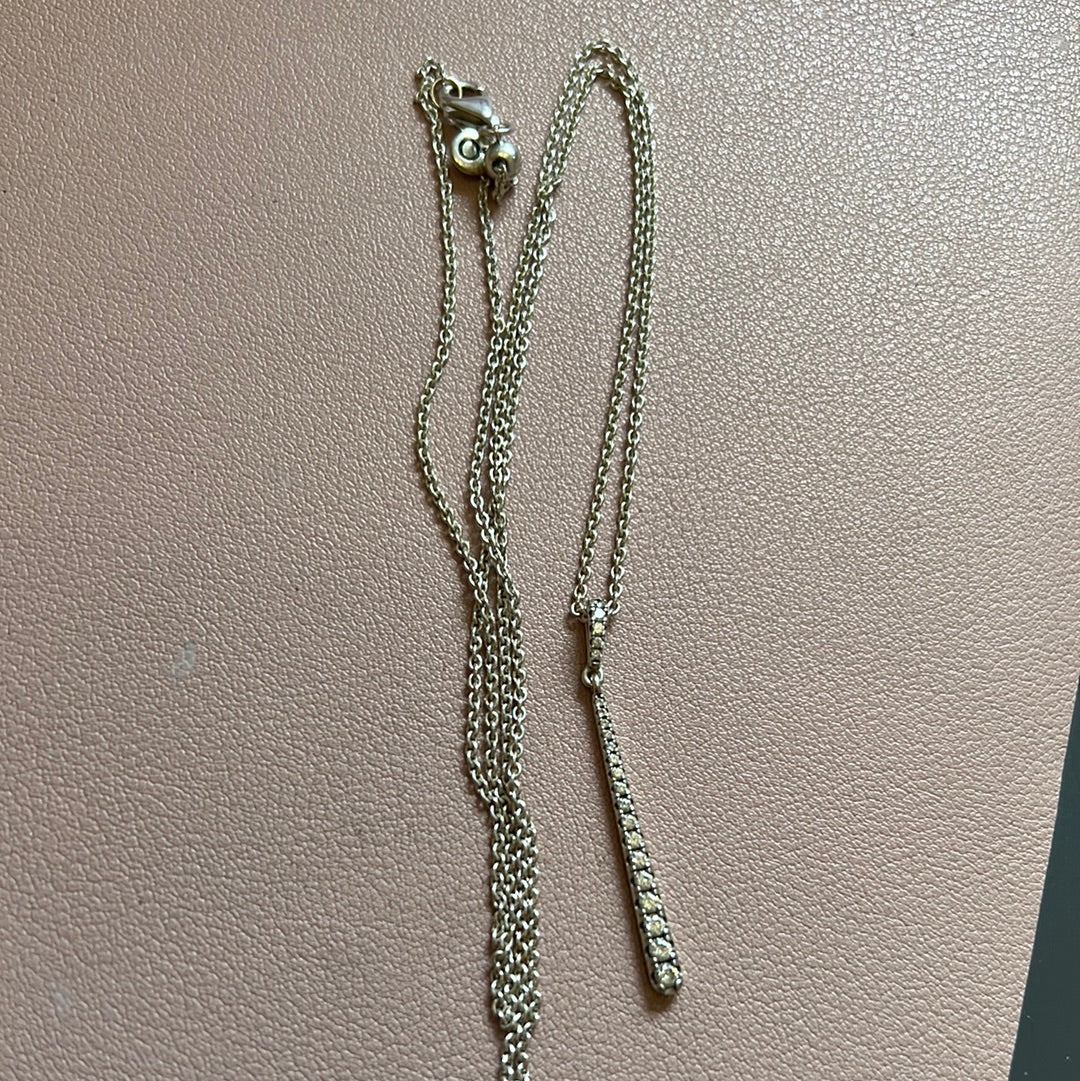 Genuine Pandora Pave Sparkling Bar Teardrop Necklace 60cm Chain