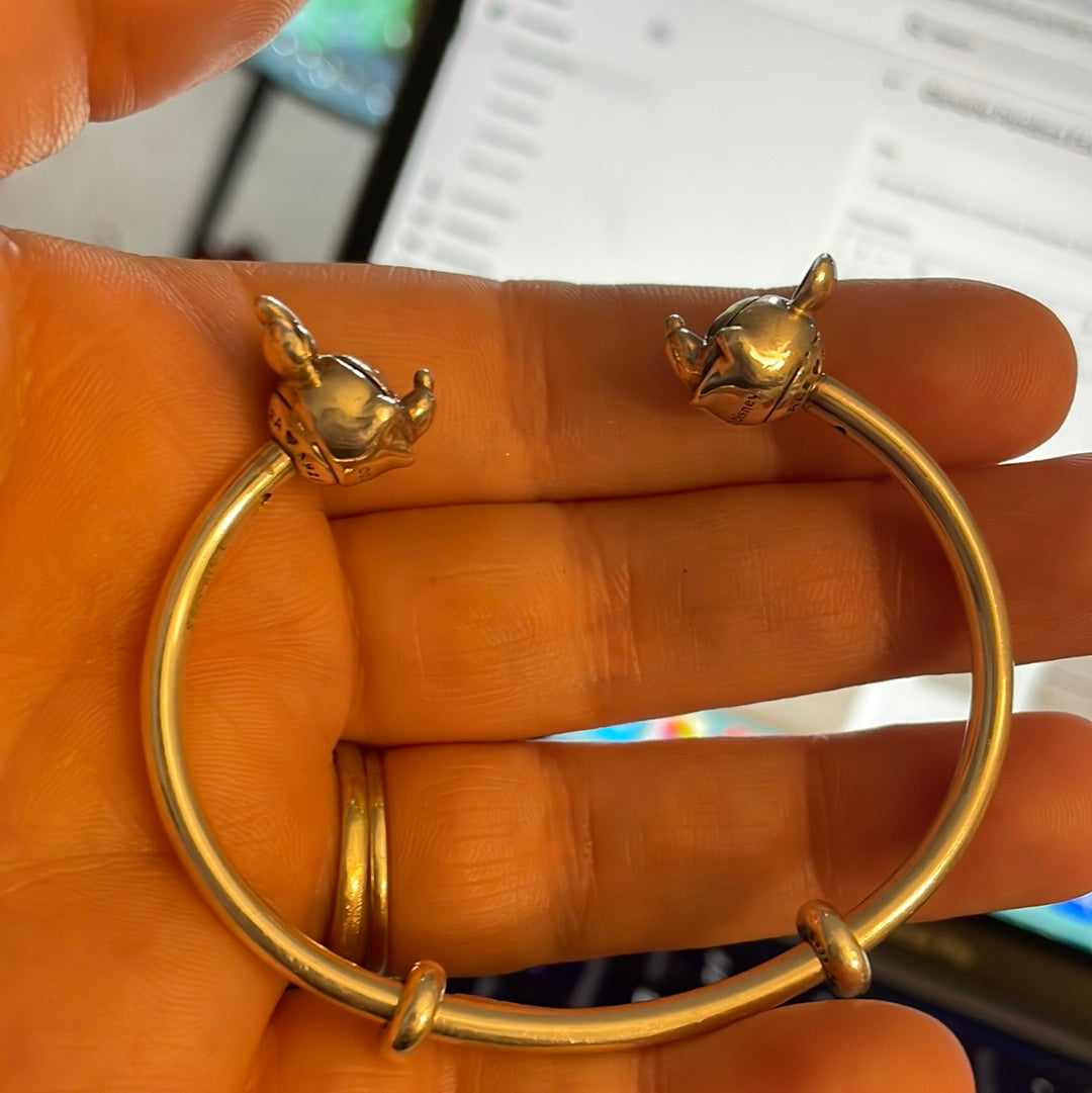 Genuine Pandora Disney Mickey and Minnie Head Torque Bangle Size 1 17cm
