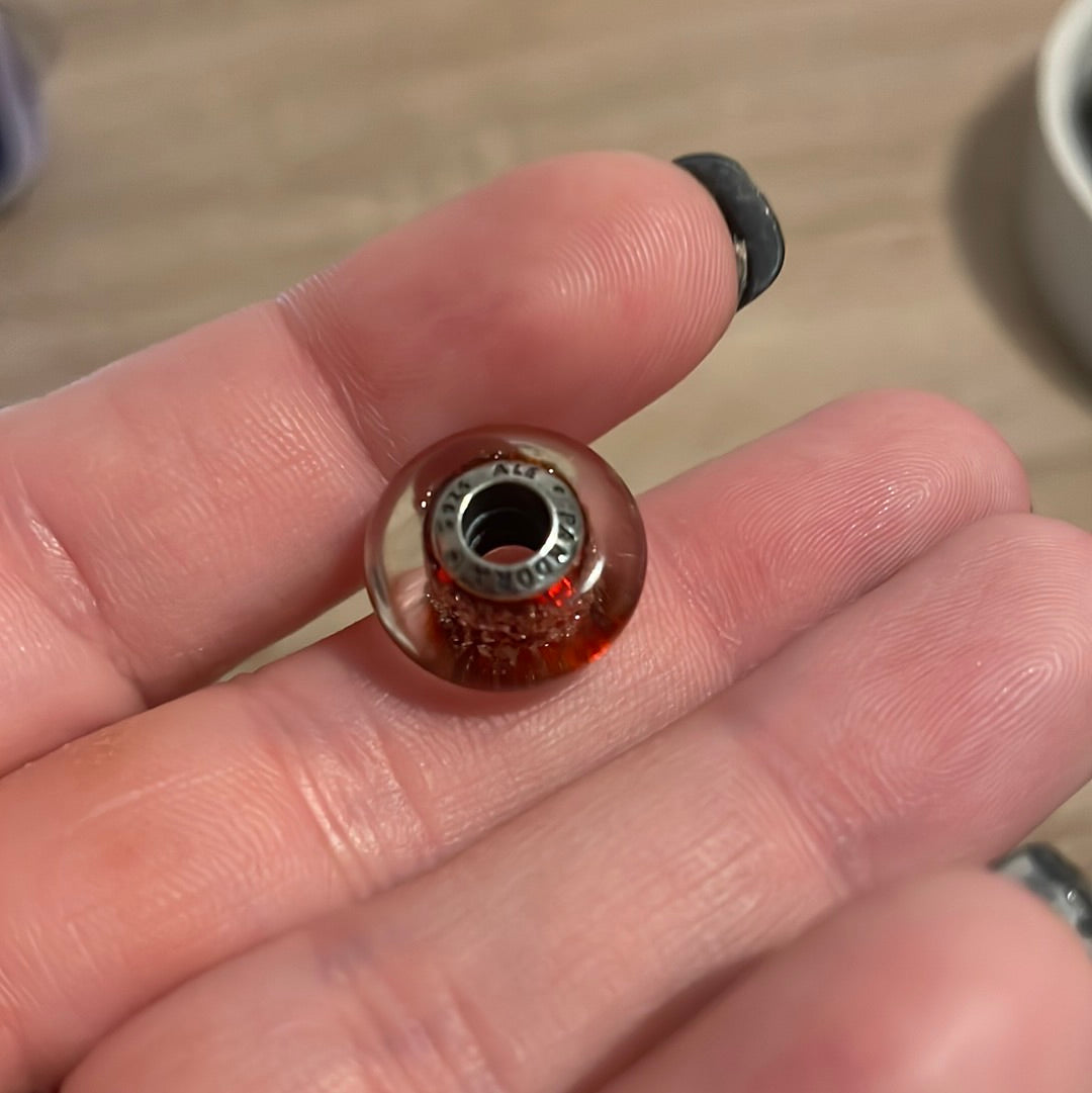 Genuine Pandora Red Sparkle Fizzle Gold Fleck Murano Love