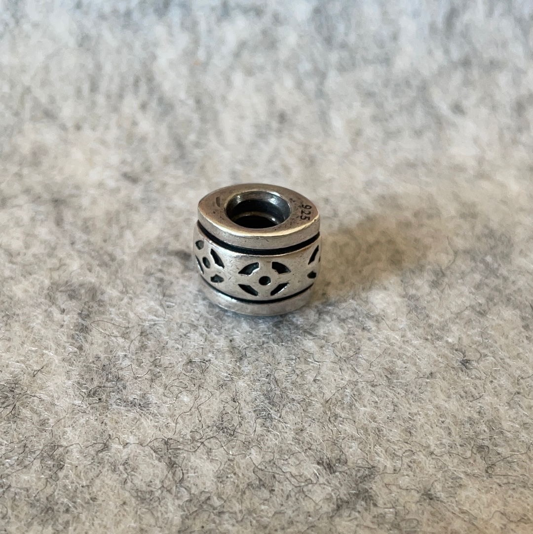 Genuine Pandora Retired Aztec Tribal Triangular Charm Oxidised Detail