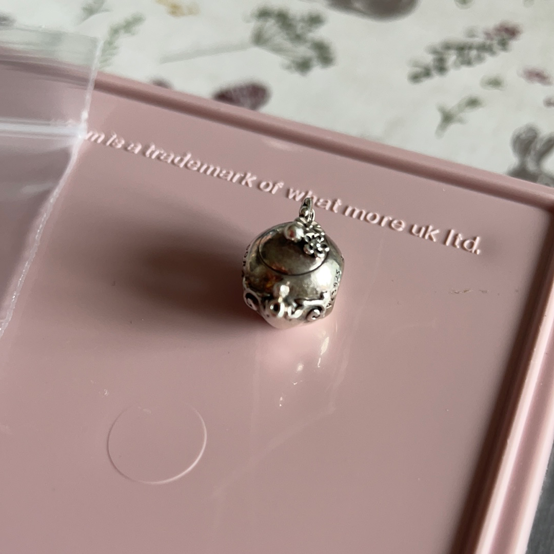 Genuine Pandora Enchanted Garden Teapot Rare Charm with Enamel Flowers