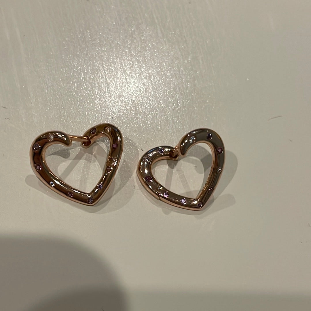 Genuine Pandora Rose Gold 2018 Mothers Day Heart Pave earrings Hoops HTF