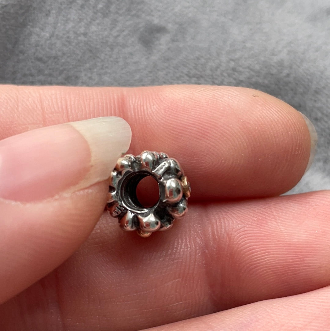 Genuine Pandora VERY RARE HTF Two Tone Diamond Daisy Flower Charm