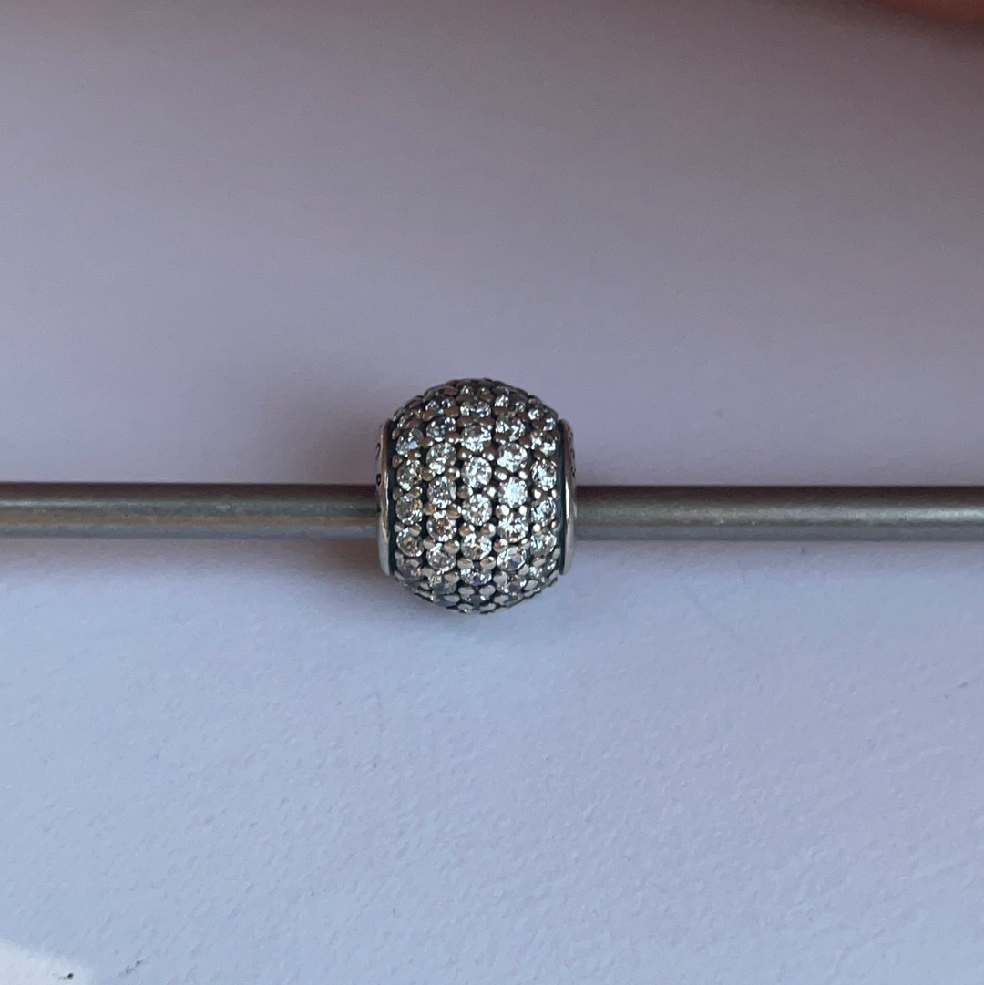 Genuine Pandora Pave Sparkle Ball Charm Clear