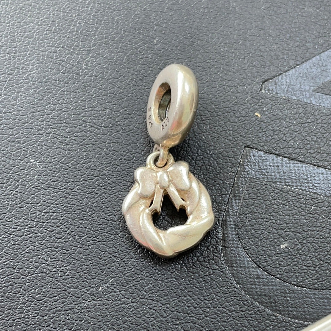 Genuine Pandora Dangle Green Enamel Christmas Wreath Charm