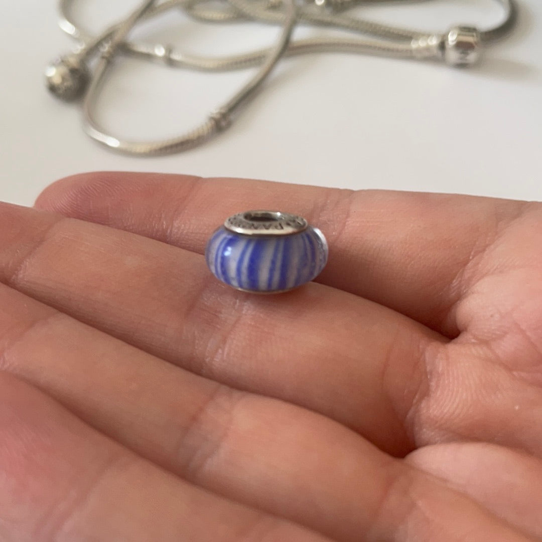 Genuine Pandora Candy Stripe Murano in Blue