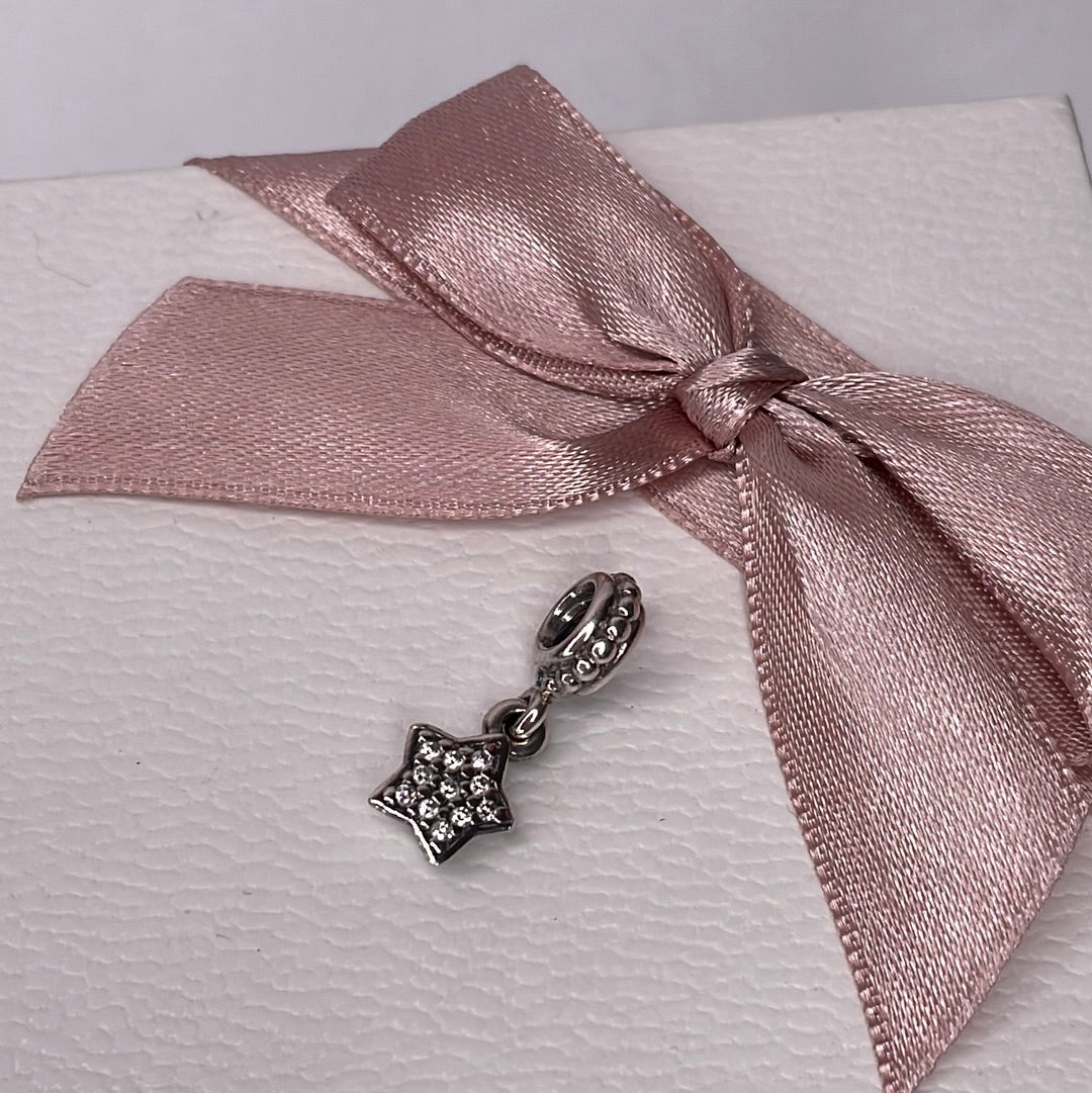 Genuine Pandora Clear Pave Dangle Star CZ Charm