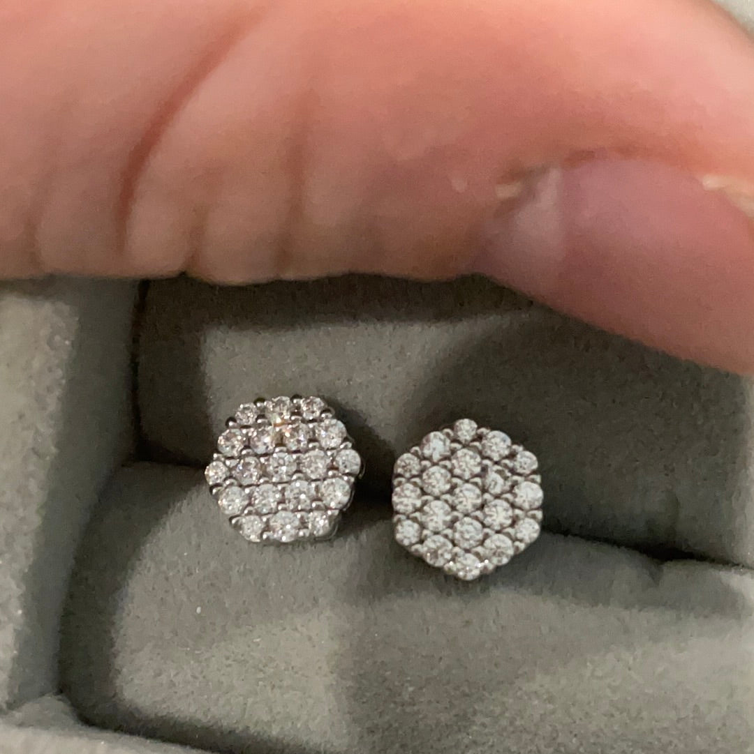 Brand New Sterling Silver Beautiful Clear Snowflake Hexagon Earrings