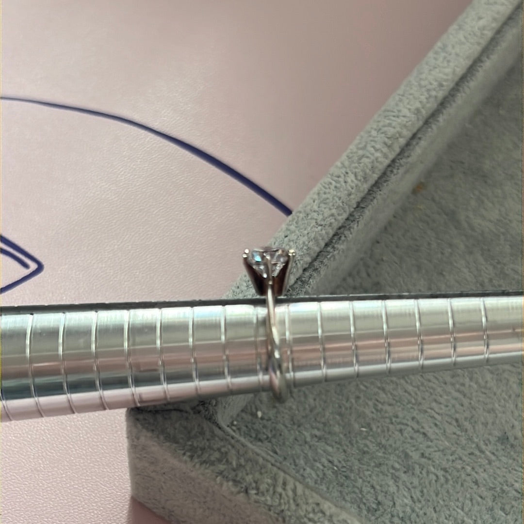Sterling Silver Small Clear Circle CZ Ring Size 48 KIDS