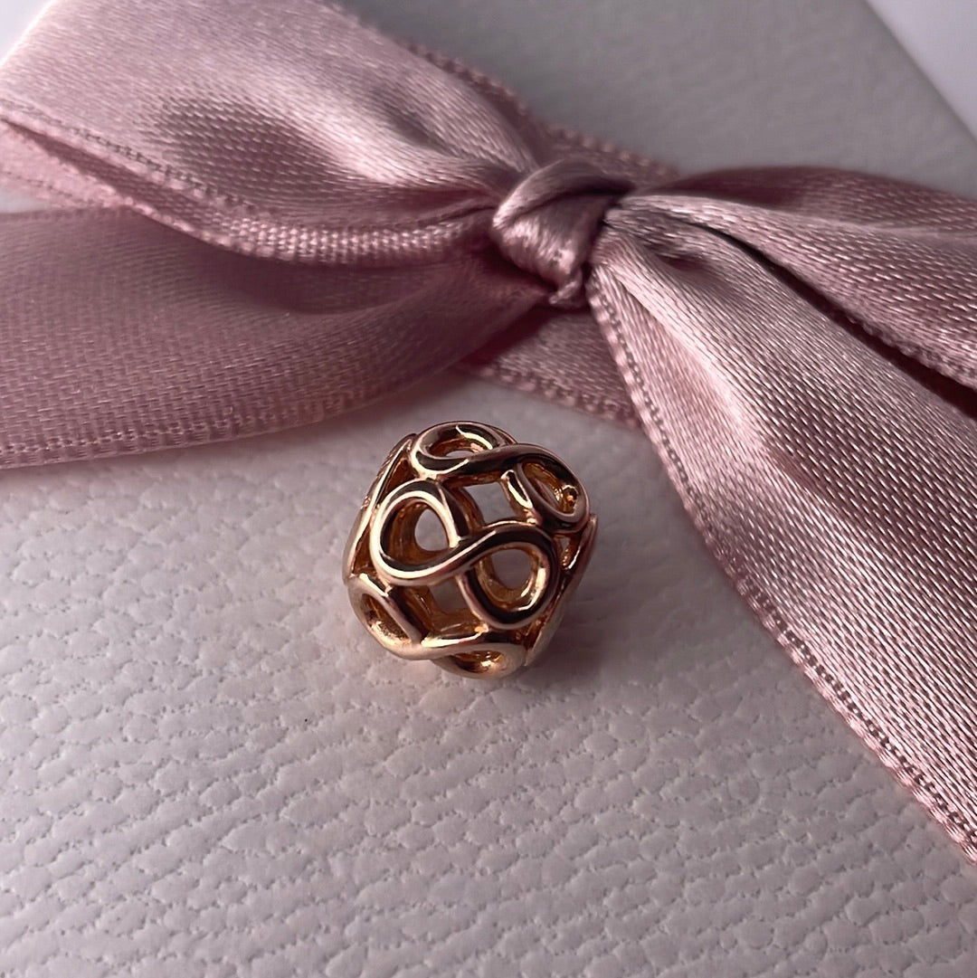 Genuine Pandora Rose Gold Infinity Openwork Charm
