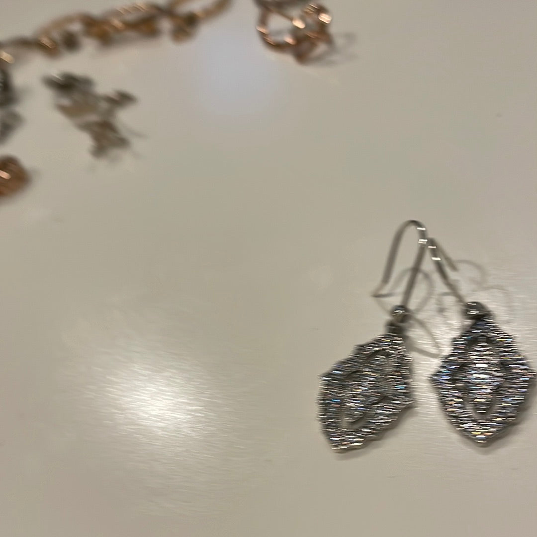 Genuine Pandora Vintage Lace Pave Earrings HTF RARE
