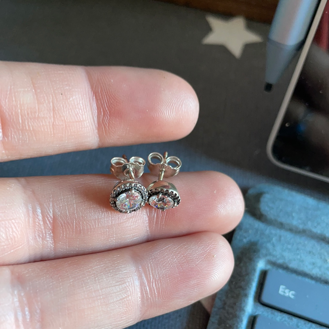 Genuine Pandora Beautiful Clear Circle Earrings Studs BEAUTIFUL