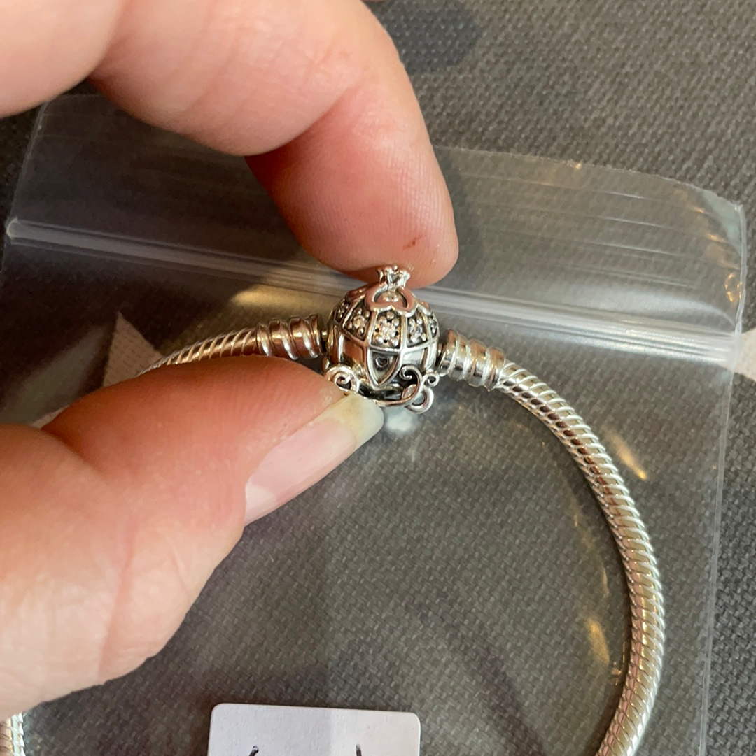 Genuine Pandora Disney Cinderella Carriage Pave Clasp Bracelet Moments 16cm