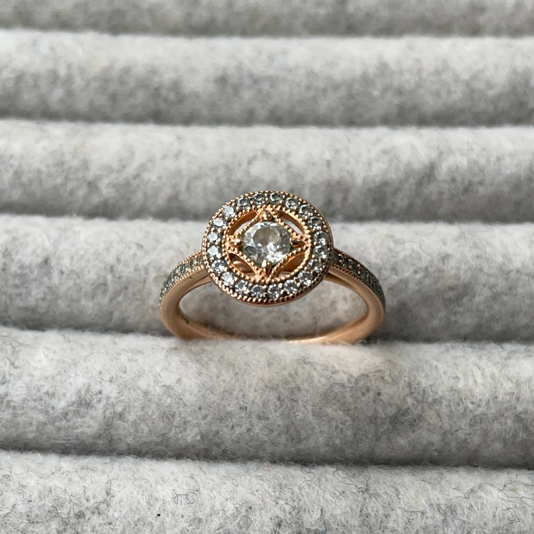 Genuine Pandora Rose Gold Statement Pave Vintage Allure Ring Size 54