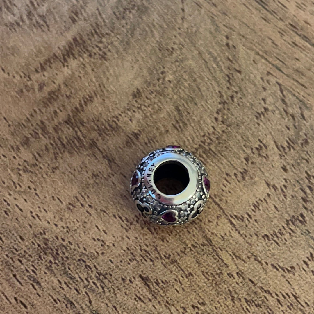 Genuine Pandora Disney Mickey Mouse Heads Clear CZ Pave Charm