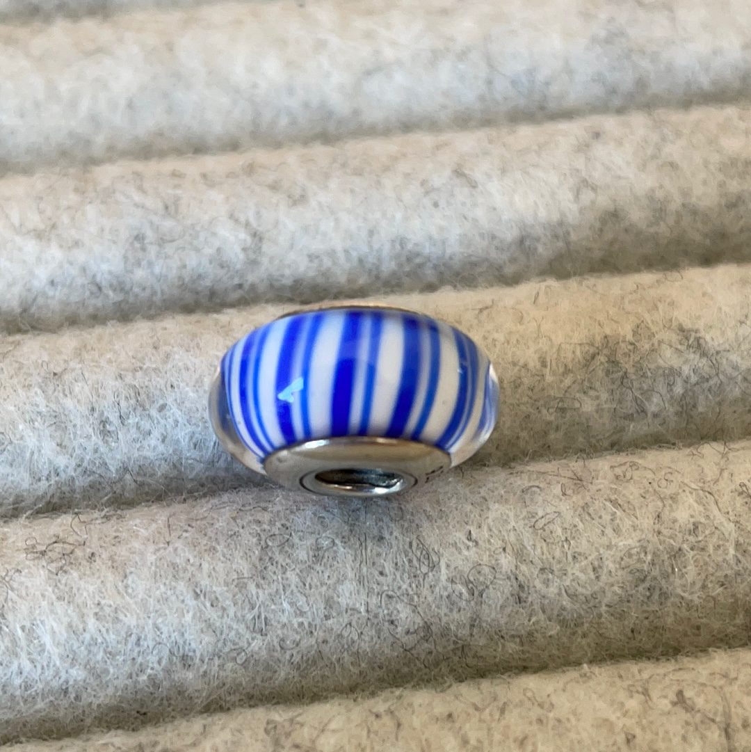 Genuine Pandora Candy Stripe Murano in Blue
