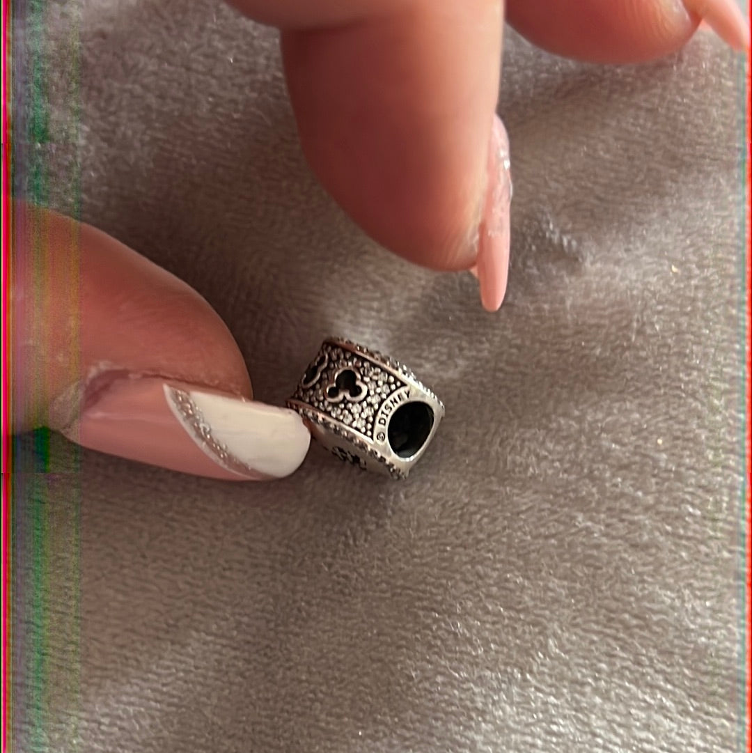 Genuine Pandora Charm Pave Rare Mickey & Minnie Pave Openwork Sides Charm