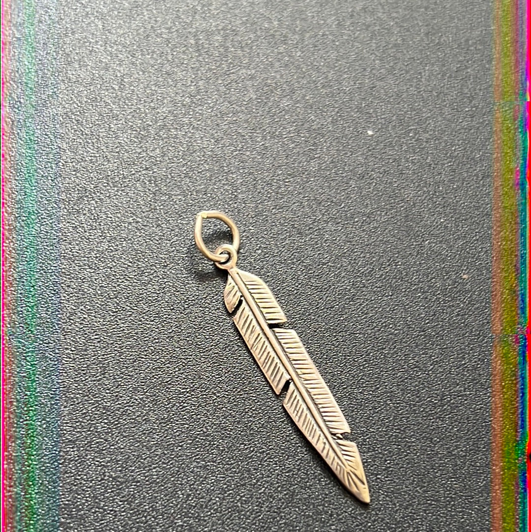 Sterling Silver Large Feather Pendant