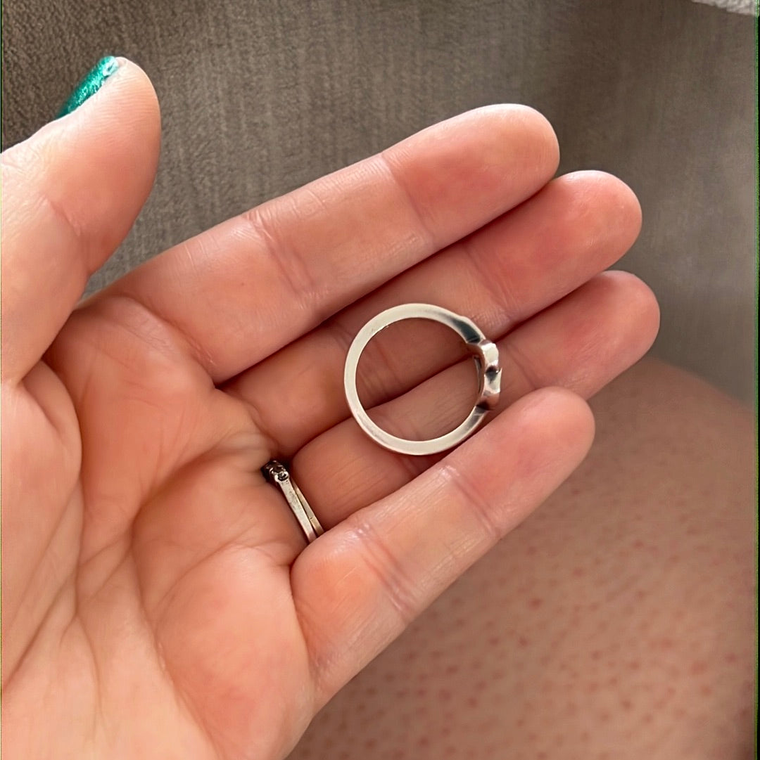 Genuine Tiffany & CO Sterling Silver Paloma Picasso Loving Hearts Ring Diamond 54