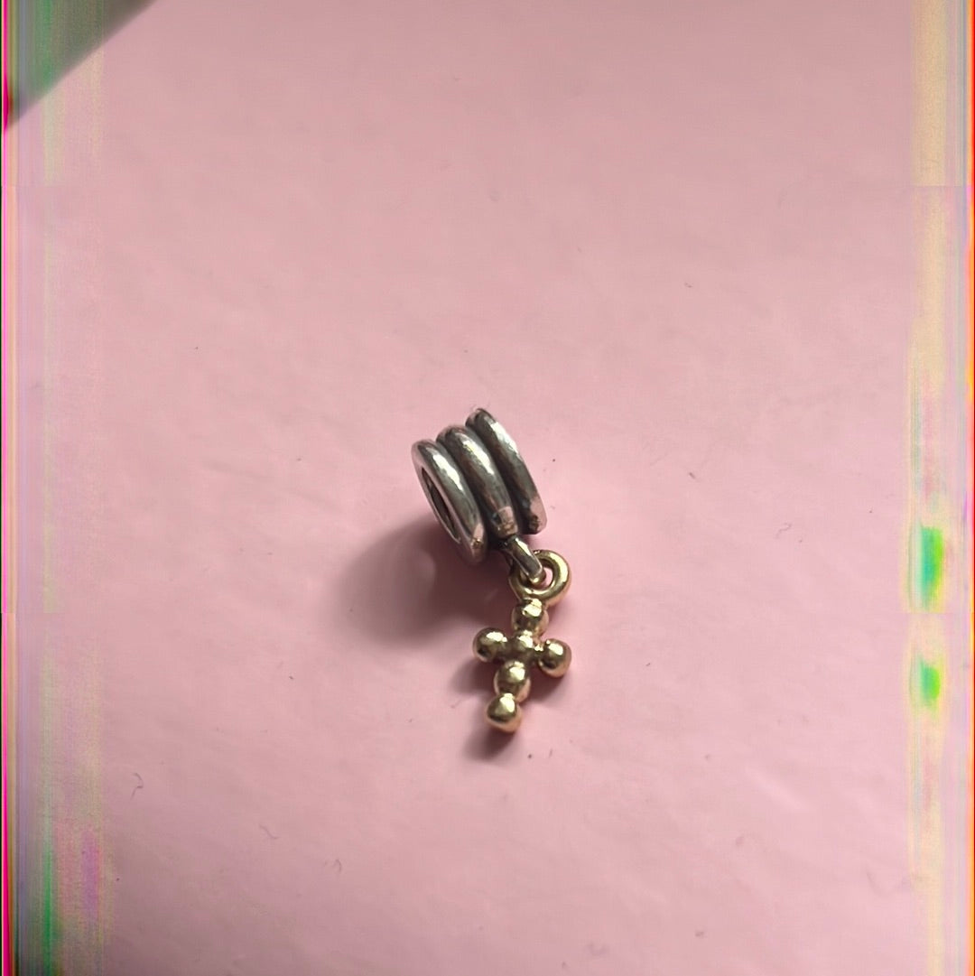 Genuine Pandora Two Tone Gold Cross Charm Christianity