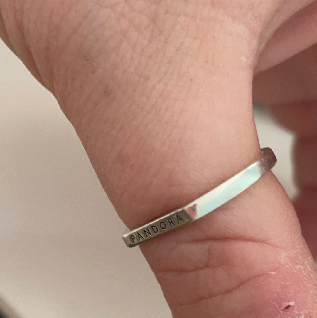 Genuine Pandora Ring Size 56 Pandora Flat Ring Pave/ Logo