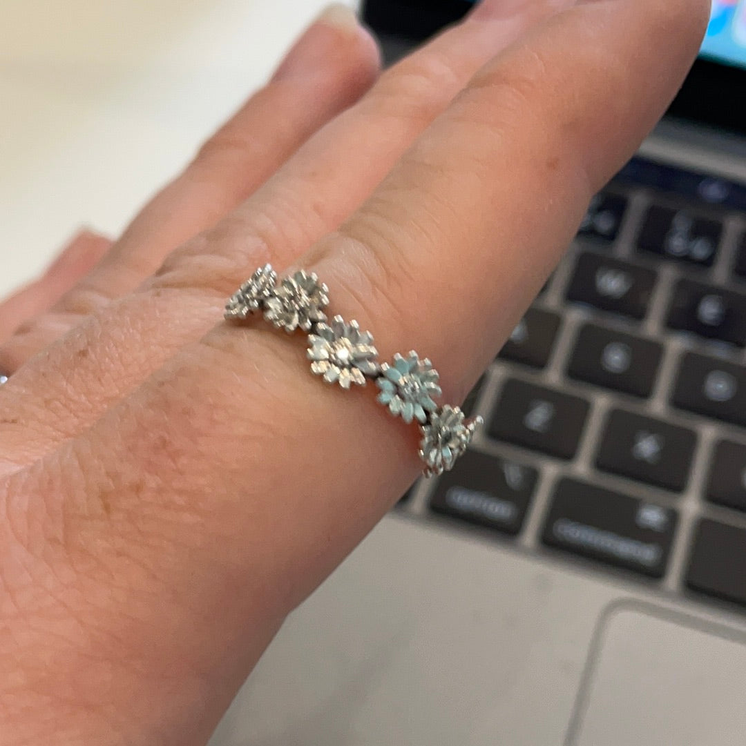 Genuine Pandora Pave New Style Flower Crown Daisy Ring Size 50