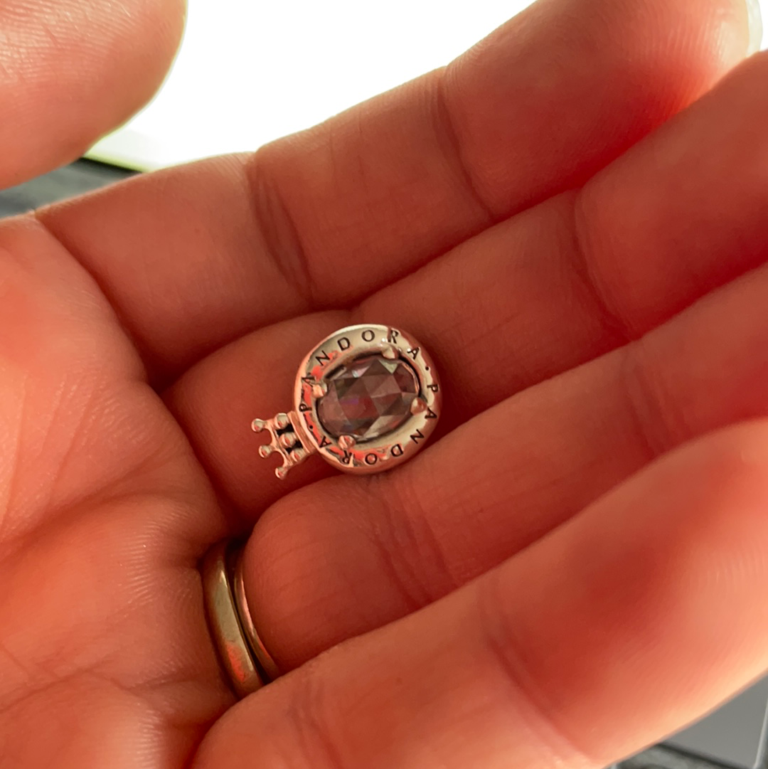 Genuine Pandora Large Clear Stone with Crown Charm