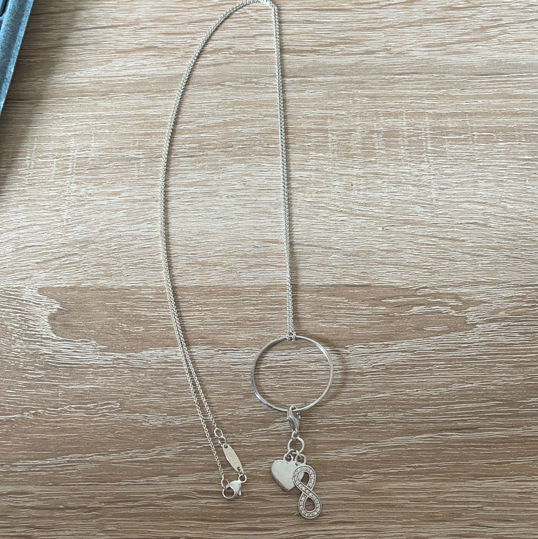 Genuine Thomas Sabo Beautiful Necklace With O Pendant and Infinity and Heart Clip Charm