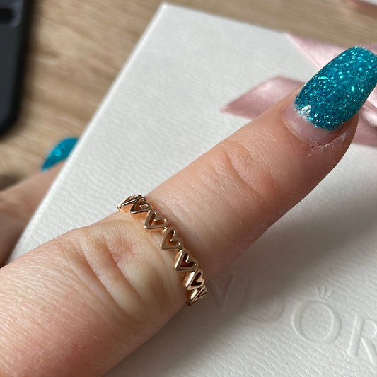 Genuine Pandora Rose Gold / Silver Free Hand Heart Openwork Ring ..