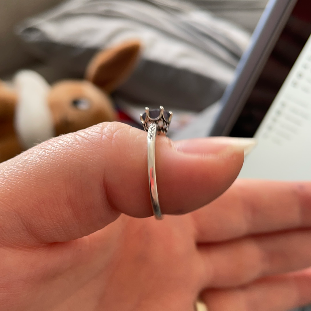 Genuine Pandora Light Blue Stone Crown Ring Size 60