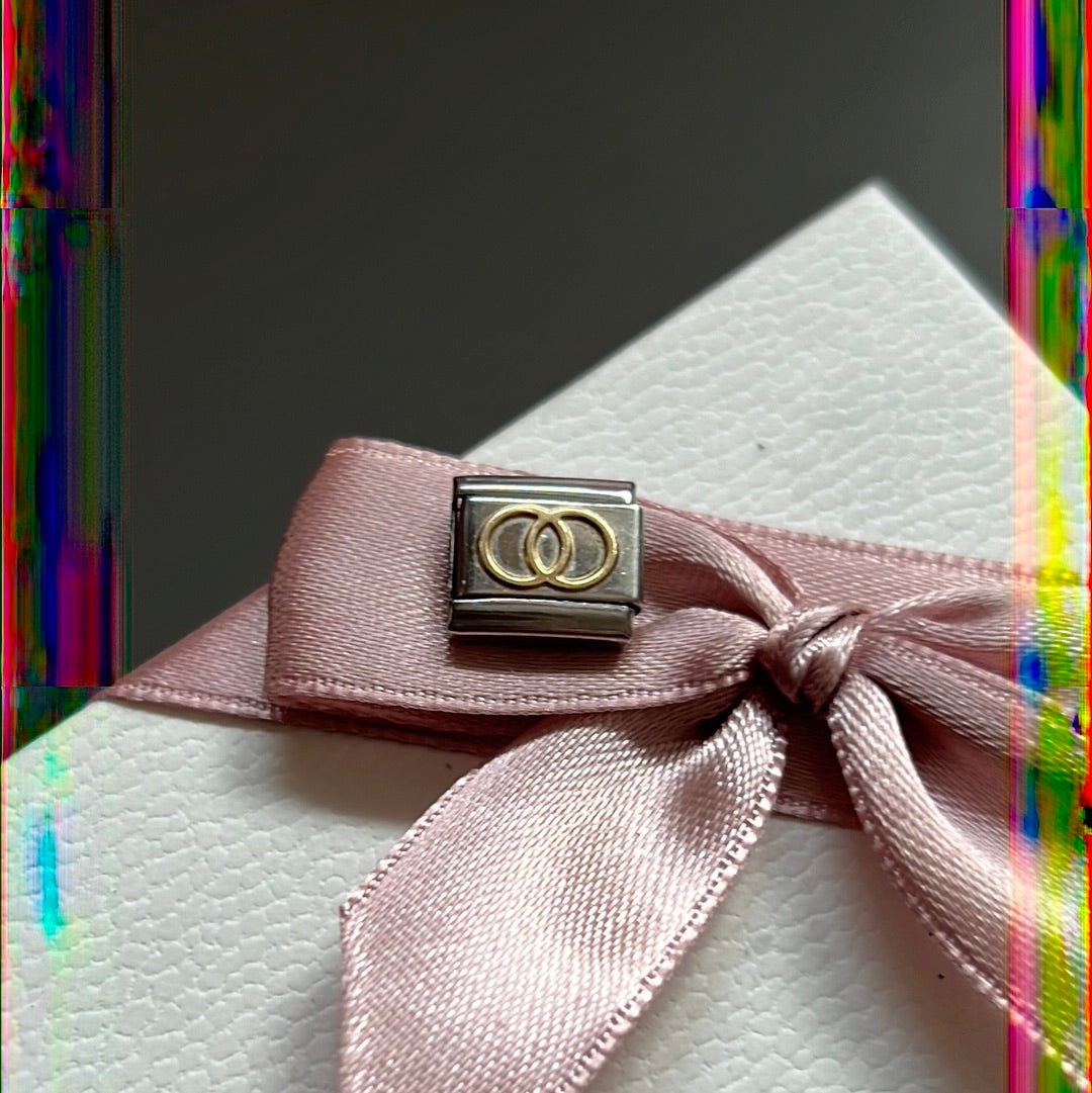 Genuine Nomination Silver Link Charm Two Tone Rings Wedding
