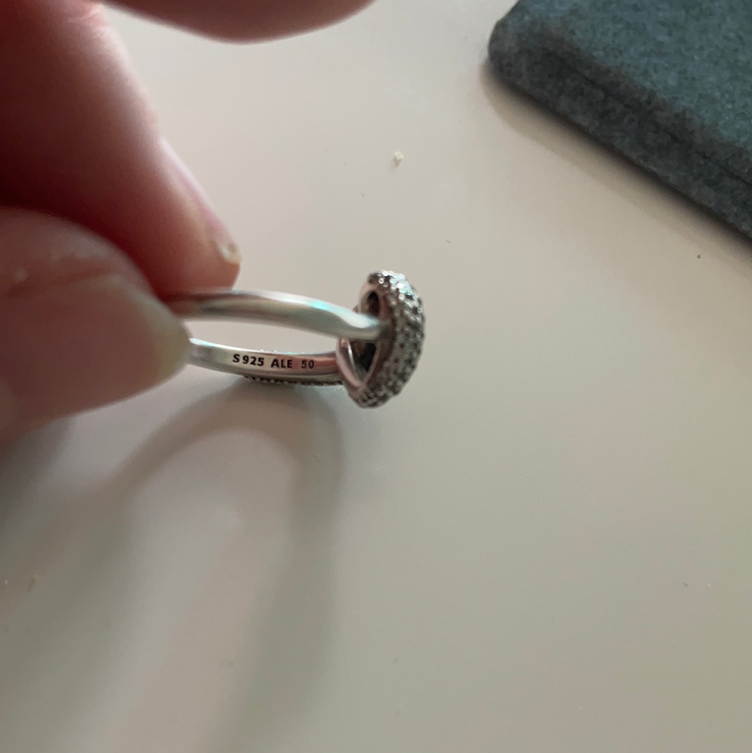 Genuine Pandora Open Large Twist Heart Pave Ring 58/60