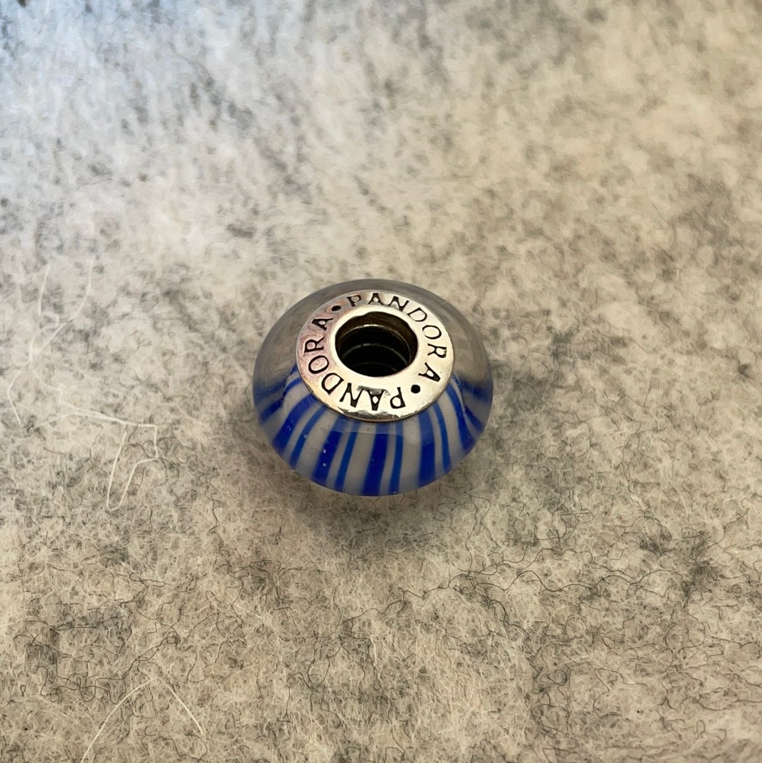 Genuine Pandora Candy Stripe Murano in Blue