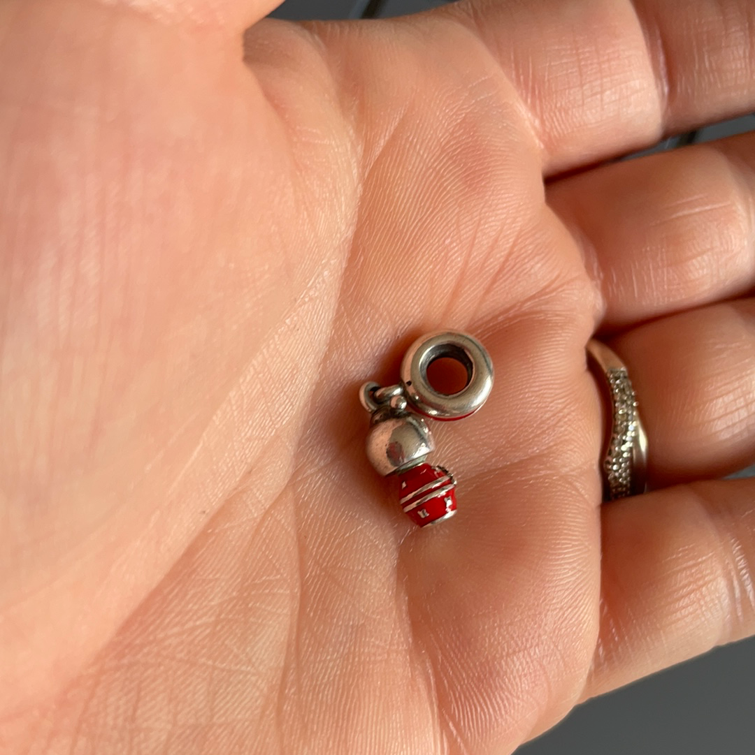 Genuine Pandora Japanese Kokeshi Doll Dangle Charm With Red Enamel Details