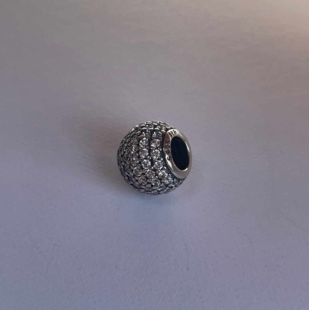 Genuine Pandora Pave Sparkle Ball Charm Clear
