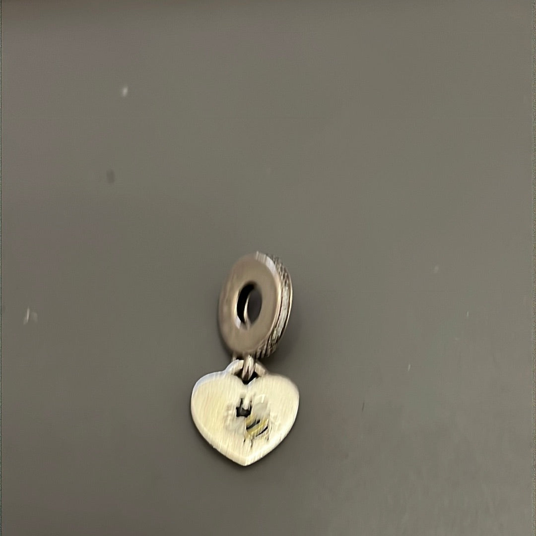 Genuine Pandora Manchester Enamel Bee Dangle Love Heart Charm