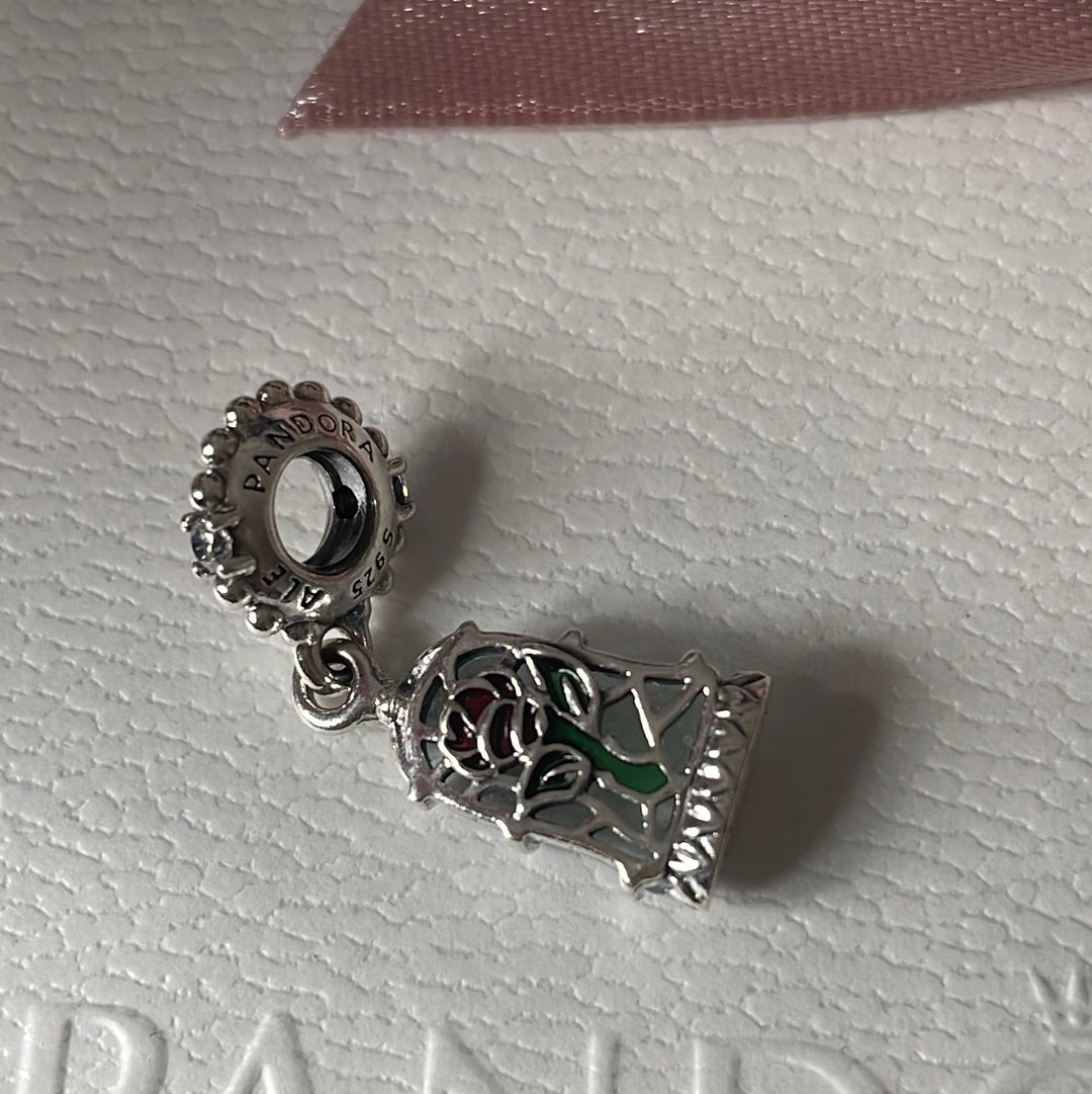 Genuine Pandora Beauty and the Beast Belle Enchanted Rose Charm