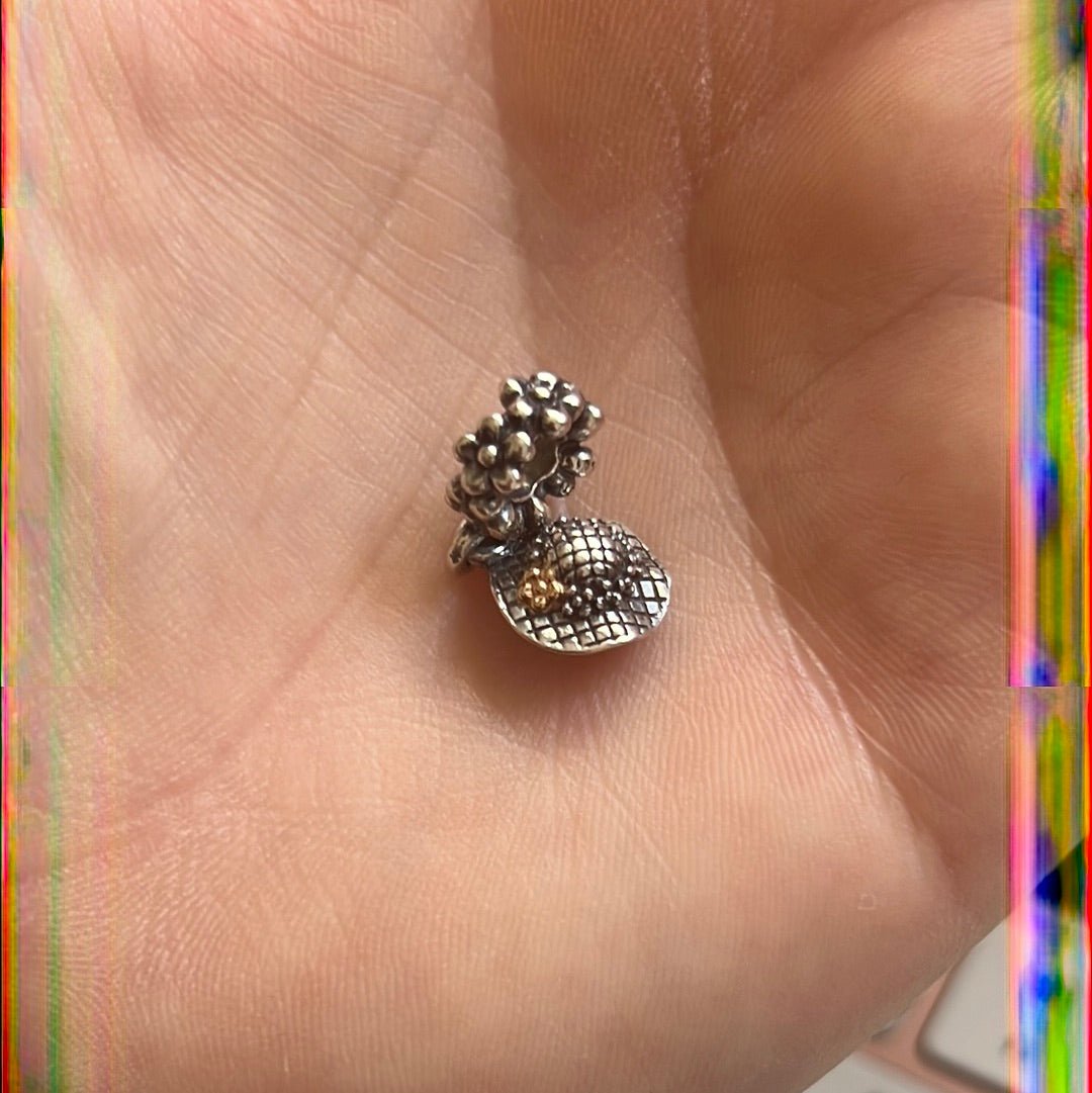 Genuine Pandora Two Tone Garden Hat with Gold Flower VERY RARE HTF