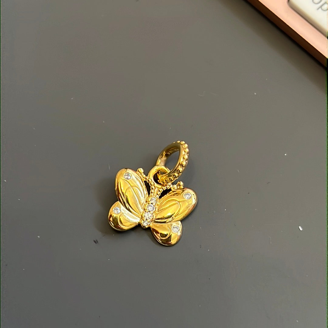 Genuine Pandora Shine Gold Butterfly Sparkle Pave Dangle Charm