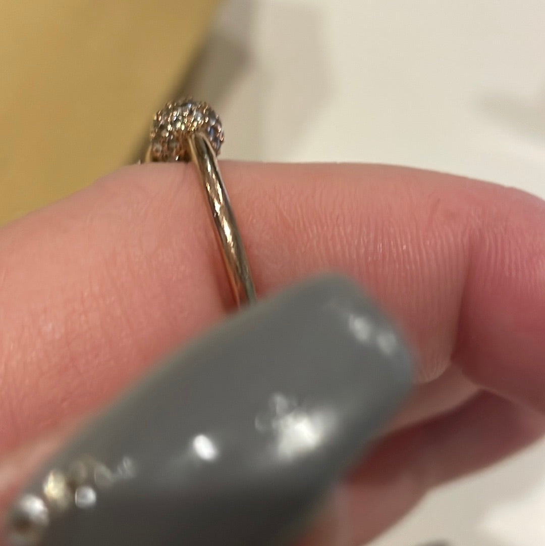 Genuine Pandora Rose Gold Pave and Plain Balls Statement Ring Size 54